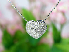 K18WGダイヤパヴェハートペンダントネックレス(0.50ct)