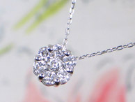 K18WG花型ダイヤモンドプチネックレス 0.30ct