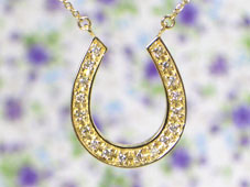 K18YG馬蹄形ダイヤモンドペンネックレス0.22ct