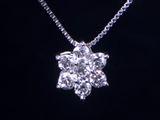 プラチナ花型ダイヤモンドプチネックレス　0.93ct 